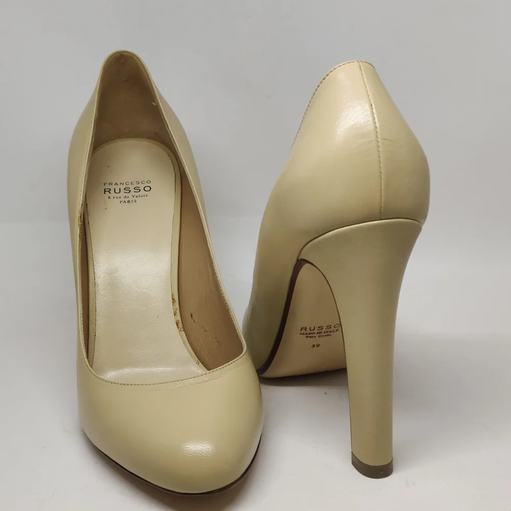 Francesco Russo Round Toe Butter 4.25" High Heel Sz 6 US / 39 IT - Picture 3 of 8